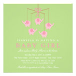 Square Pink Elephant Moblie Baby Shower Invitation