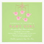 Square Pink Elephant Moblie Baby Shower Invitation invitations