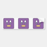Square Purple Penguin Head Bumper Stickers
