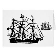 Square rigged ship greeting card