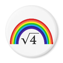 Square Root of 4 Equals Rainbow Refrigerator Magnet