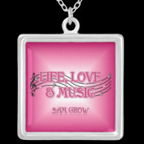 Square Silver Necklace LLM Pink Logo necklaces