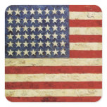 Square Sticker with Vintage American Flag
