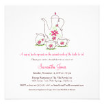Square Tea Set Bridal Shower Invitations, Pink