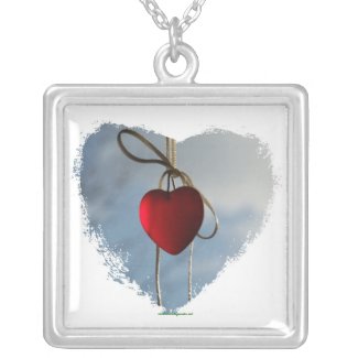Square Valentine Heart Necklace necklace