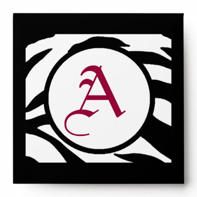 Square Wedding A Maroon Letter Black White Strip Envelope from 