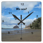 Square "Who Cares?" Wall Clock wall clocks