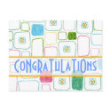 Squares in orange, CoNgRaTuLaTiOns postcards