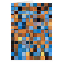 Squares of Blue and Browns Greeting Card