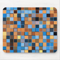 Squares of Blue and Browns Mousepad