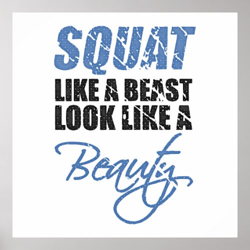 Squat Like A Beast Look Like A Beauty | Retro Poster