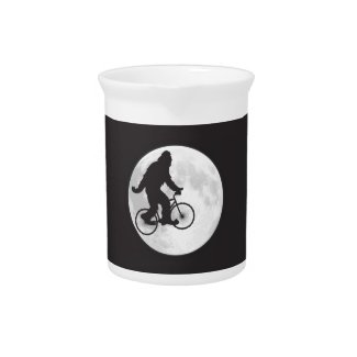 Squatch on a Bike In Sky With Moon T-shirt Pitchers