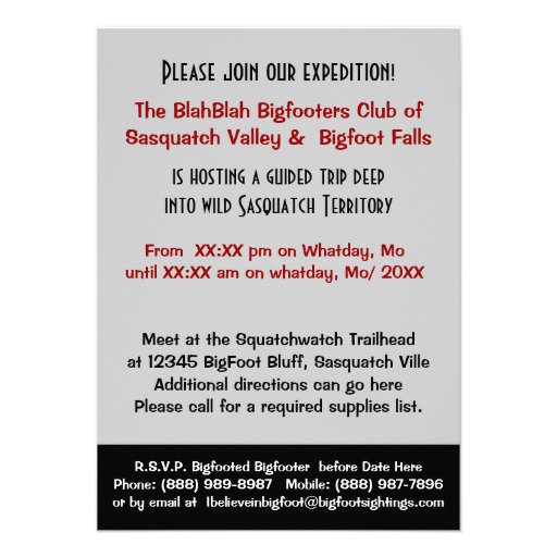 Squatchin Funny  Bigfoot Hunting Invitation