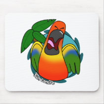 Squawking Sun Conure mousepads by MenagerieMayhem Squawking Sun Conure mousepads