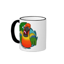 Squawking Sun Conure Mug by MenagerieMayhem Squawking Sun Conure Mug