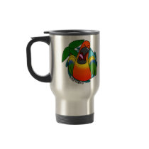 Squawking Sun Conure Travel Mug by MenagerieMayhem Squawking Sun Conure Travel Mug