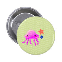 squid star fish hot summer buttons
