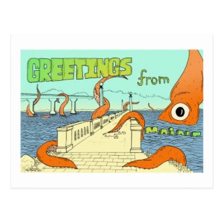 Squid vs Belfast, ME Postcard