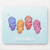 Squiddins! mousepads by shellyrodriguezart Squiddins! mousepads