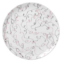 Squiggles Red and Black Party Plate