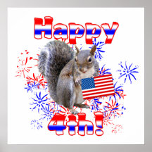 Squirrel 4th of July Poster