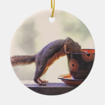 Squirrel and Coffee Cup Christmas Ornaments