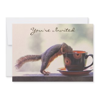 Squirrel and Coffee Cup Personalized Announcements