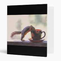 Squirrel and Coffee Cup Vinyl Binder