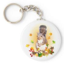 Squirrel and Fall Leaves keychains