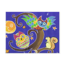 squirrel and owls post cards