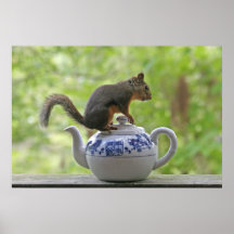 Squirrel and Teapot Poster