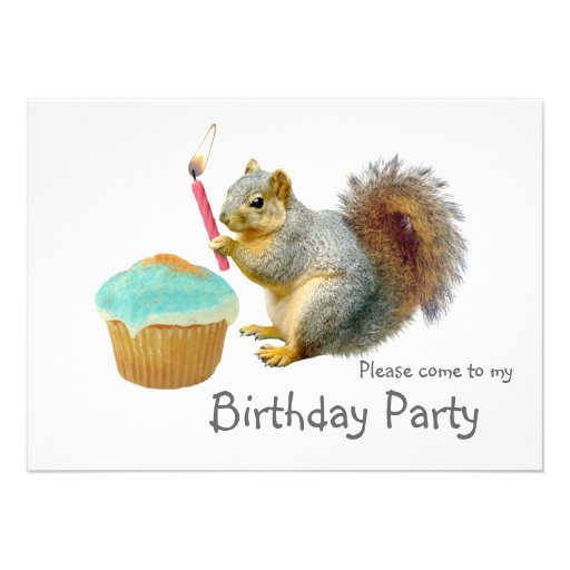 Squirrel Candle Birthday Party Invitation