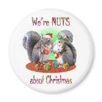 Squirrel Christmas Nuts Fridge Magnets