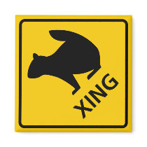 Squirrel Crossing Highway Sign Fridge Magnets