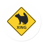 Squirrel Crossing Highway Sign Round Sticker
