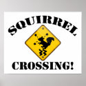 Squirrel Crossing Road Sign posters