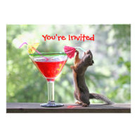 Squirrel Drinking a Cocktail Invitations