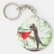 Squirrel Drinking a Cocktail Key Chains