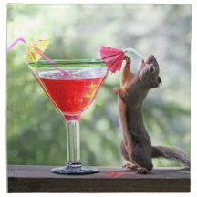 Squirrel Drinking a Cocktail Napkins
