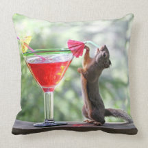 Squirrel Drinking a Cocktail Pillows