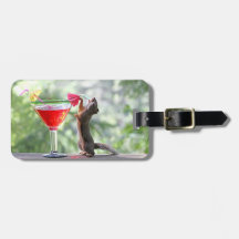 Squirrel Drinking a Cocktail Tag For Luggage