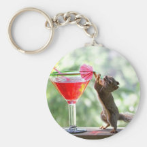 Squirrel Drinking Cocktail Key Chains