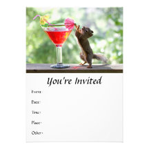 Squirrel Drinking Cocktail Personalized Invitation