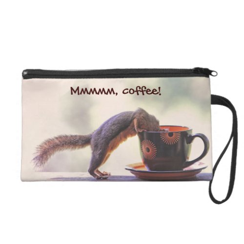 Squirrel Drinking Coffee Wristlets