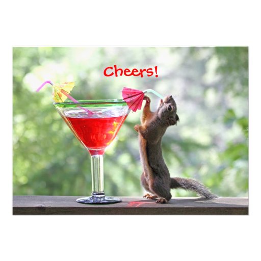 Squirrel Drinking Customizable Party Personalized Invites