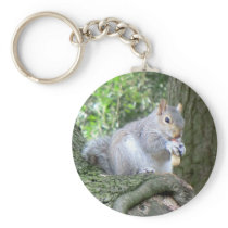 Squirrel eating a monkey nut key chain