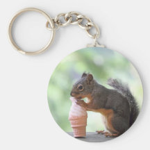 Squirrel Eating an Ice Cream Cone Keychain