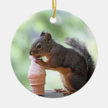 Squirrel Eating an Ice Cream Cone Christmas Tree Ornaments