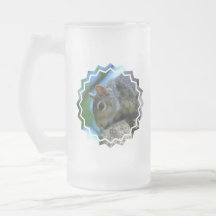 Squirrel Face Frosted Beer Mug