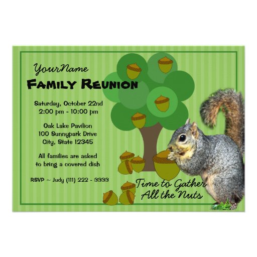Squirrel Family Reunion Custom Invites (front side)